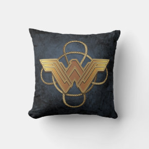 Wonder Woman Gold Symbol Over Lasso Cushion