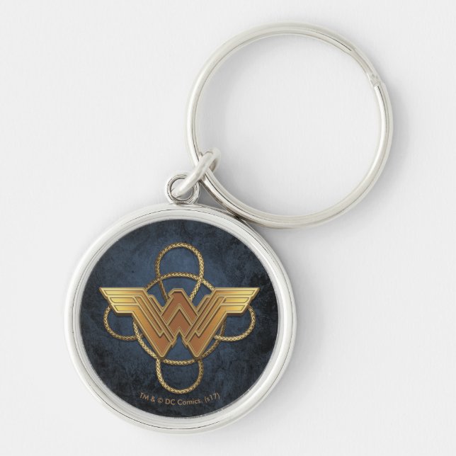 Wonder Woman Gold Symbol Over Lasso Key Ring (Front)