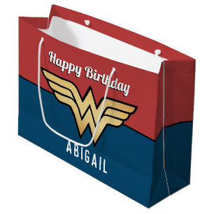 Wonder Woman Golden Logo Happy Birthday Large Gift Bag