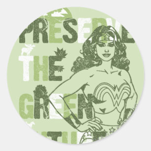 Wonder Woman Green Future Classic Round Sticker