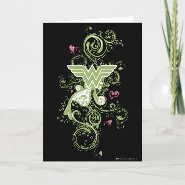 Wonder Woman Green Swirls Logo Card (Front)