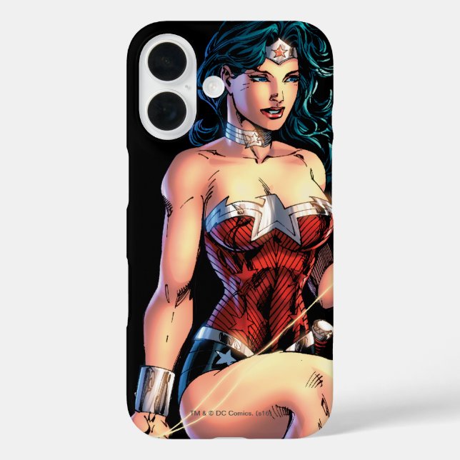 Wonder Woman Gripping Lasso Atop Rock Case-Mate iPhone Case (Back)