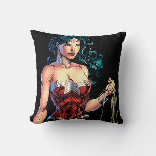 Wonder Woman Gripping Lasso Atop Rock Cushion
