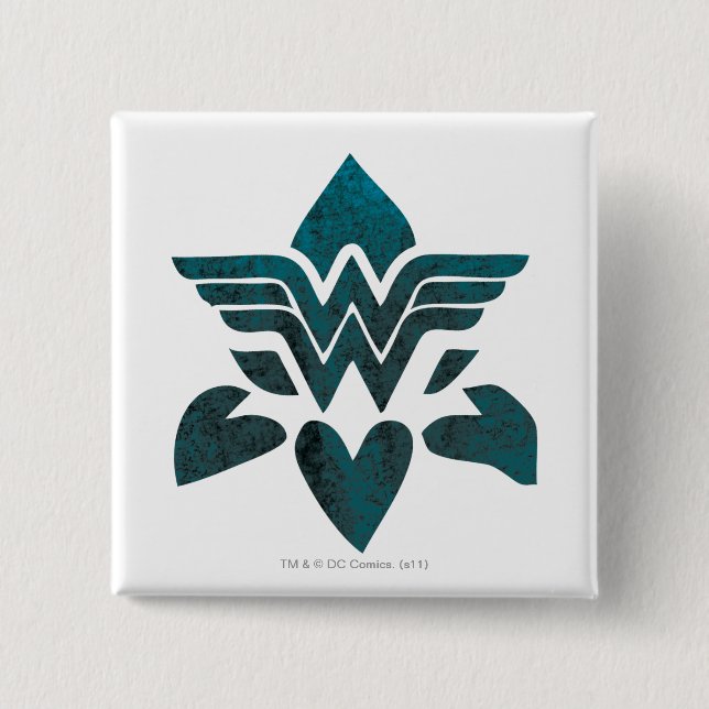 Wonder Woman Grunge Logo 15 Cm Square Badge (Front)