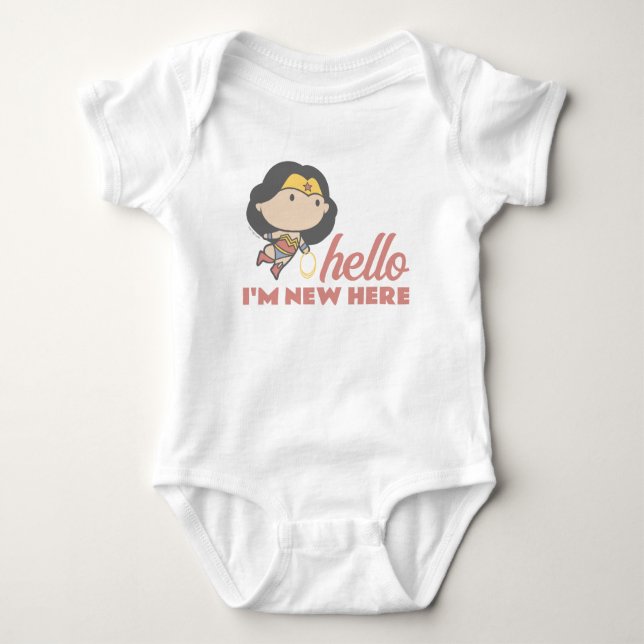 Wonder Woman | Hello, I'm New Here - New Baby Baby Bodysuit (Front)