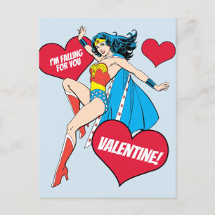 Wonder Woman   I'm Falling For You Valentine Holiday Postcard