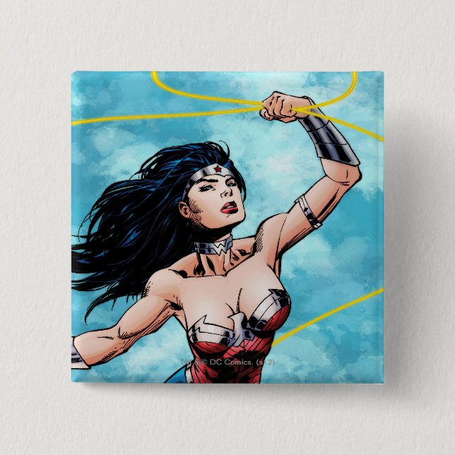 Wonder Woman & Lasso of Truth 15 Cm Square Badge (Front)