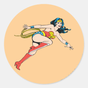 Wonder Woman Leap Right Classic Round Sticker