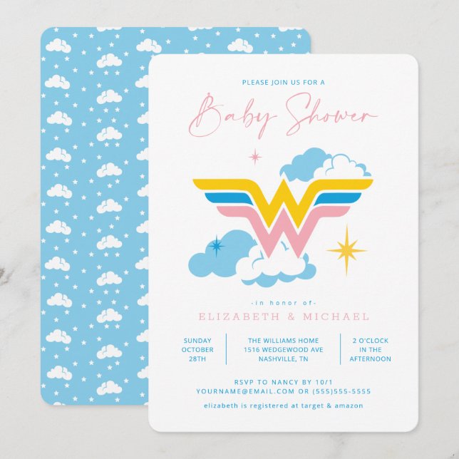 Wonder Woman Logo | Baby Shower Invitation (Front/Back)