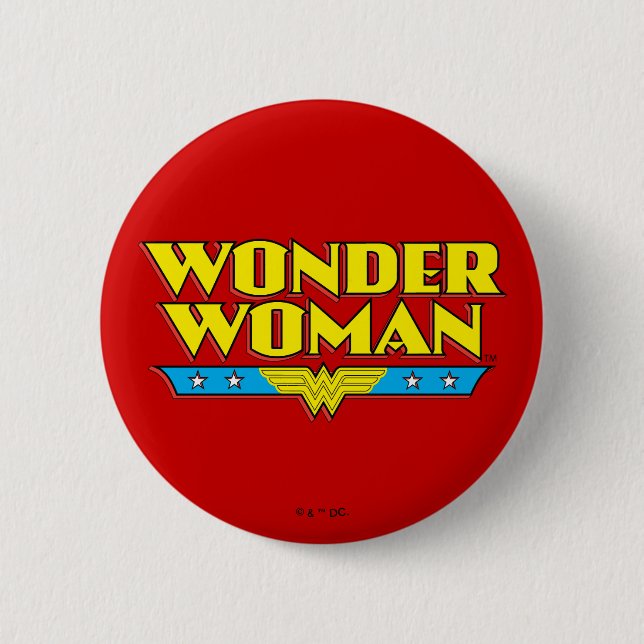 Wonder Woman Name and Logo 6 Cm Round Badge (Front)