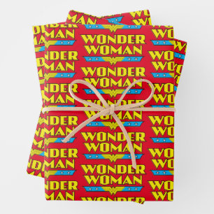 Wonder Woman Name and Logo Wrapping Paper Sheet