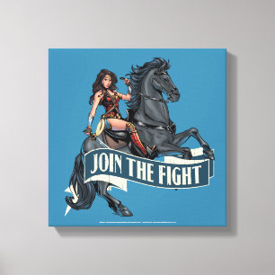 Wonder Woman on Horse Comic Art Canvas Print