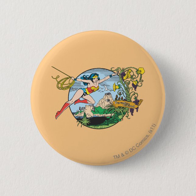 Wonder Woman Paradise Island 6 Cm Round Badge (Front)