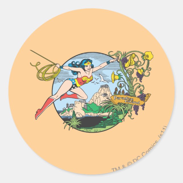 Wonder Woman Paradise Island Classic Round Sticker (Front)
