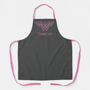 Wonder Woman Pink and Black Chequered Mesh Logo Apron
