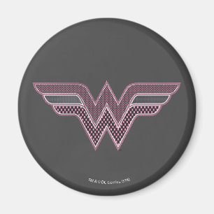 Wonder Woman Pink and Black Chequered Mesh Logo Magnet