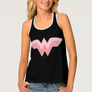 Wonder Woman Pink and Orange Mesh Logo Singlet