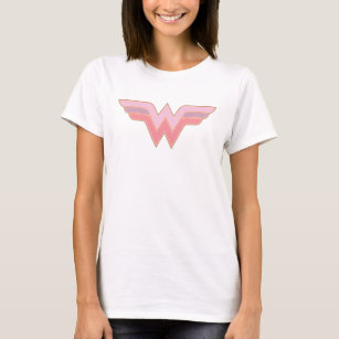 Wonder Woman Pink and Orange Mesh Logo T-Shirt