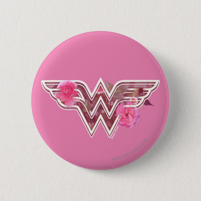 Wonder Woman Pink Camellia Flowers Logo 6 Cm Round Badge (Front)