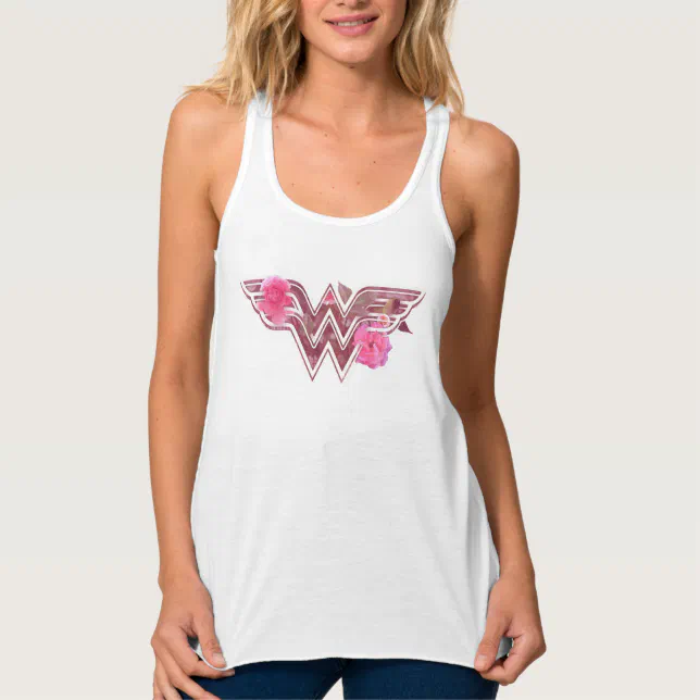 Wonder Woman Pink Camellia Flowers Logo Singlet | Zazzle