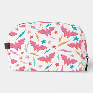 Wonder Woman Pink Logo and Lightning Pattern Dopp Kit