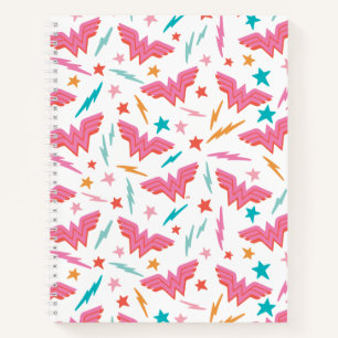 Wonder Woman Pink Logo and Lightning Pattern Notebook