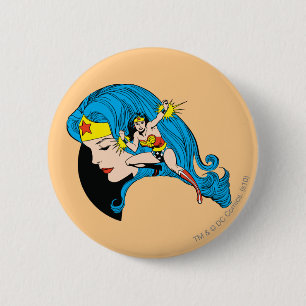 Wonder Woman Profile Background 6 Cm Round Badge