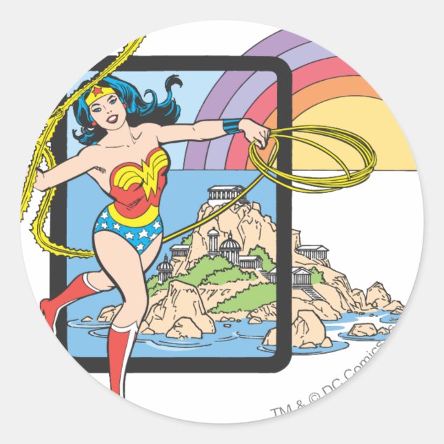 Wonder Woman Rainbow Classic Round Sticker (Front)