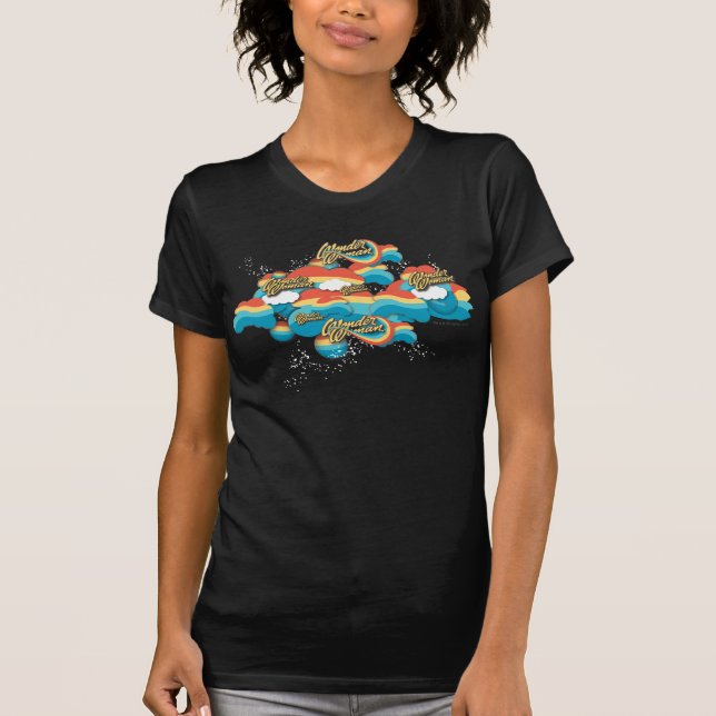 Wonder Woman Rainbow Clouds Pattern T-Shirt (Front)