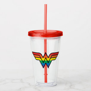 Wonder Woman Rainbow Logo Acrylic Tumbler