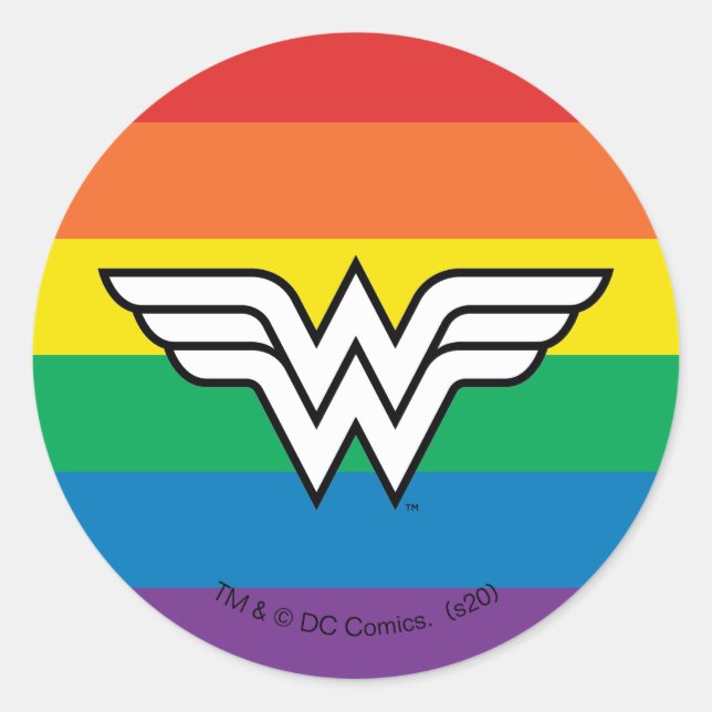 Wonder Woman Rainbow Logo Classic Round Sticker (Front)