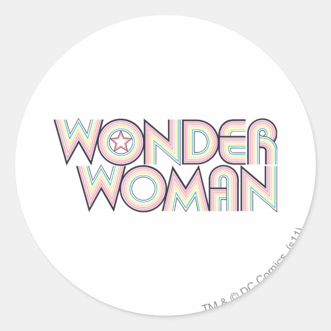 Wonder Woman Rainbow Logo Classic Round Sticker (Front)