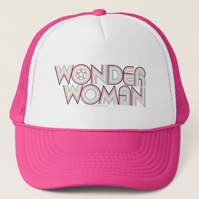 Wonder Woman Rainbow Logo Trucker Hat (Front)
