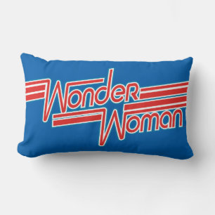 Wonder Woman Red and Blue Stripe Logo Lumbar Cushion