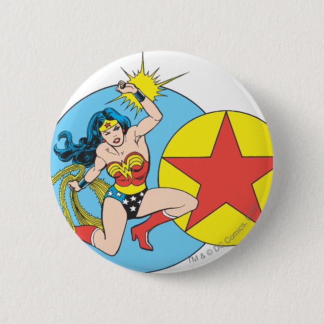 Wonder Woman Red Star 6 Cm Round Badge (Front)