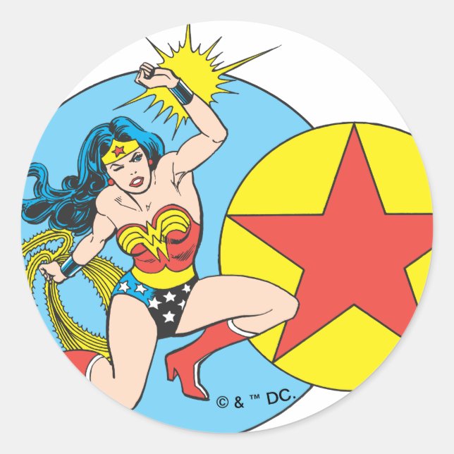 Wonder Woman Red Star Classic Round Sticker (Front)