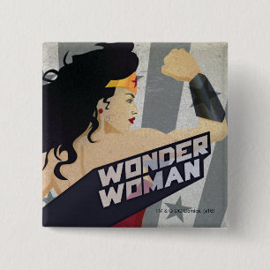 Wonder Woman Retro City Sunburst and Stars 15 Cm Square Badge