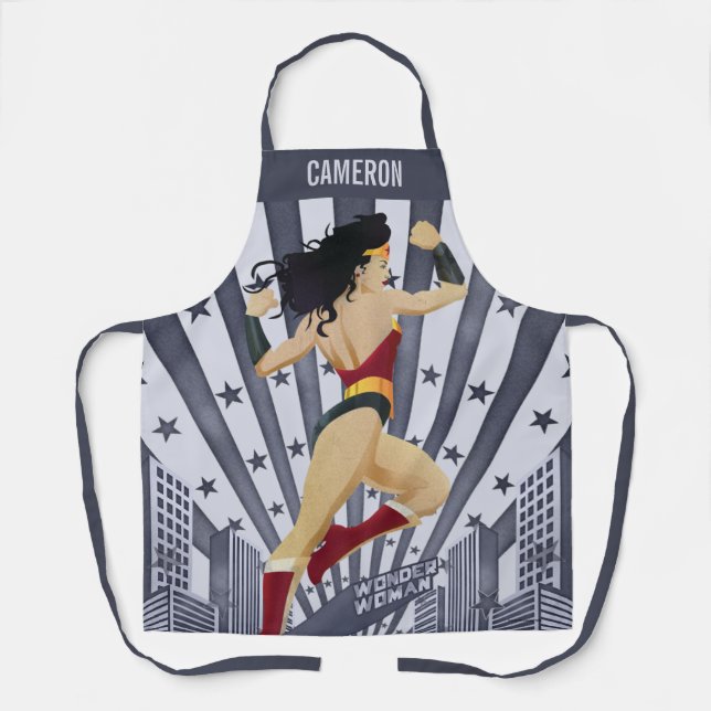 Wonder Woman Retro City Sunburst and Stars Apron (Front)