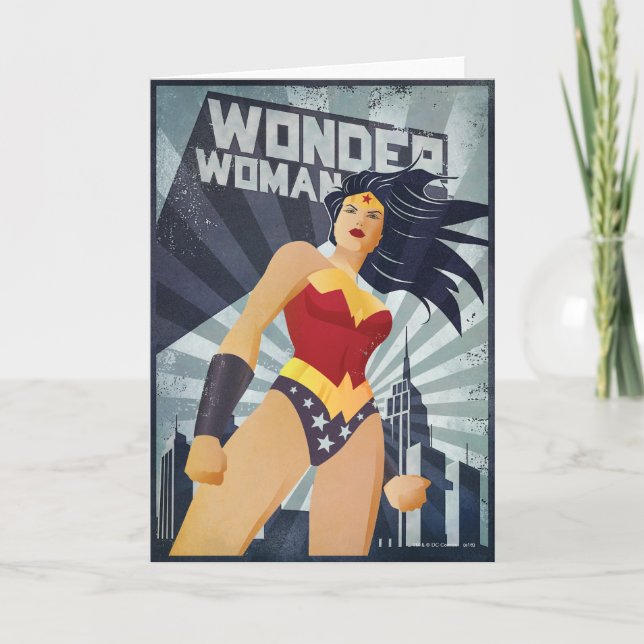 Wonder Woman Retro City Sunburst Card (Front)