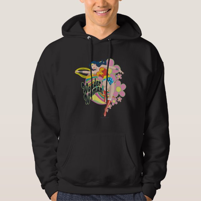 Wonder Woman Retro Flowers Hoodie (Front)