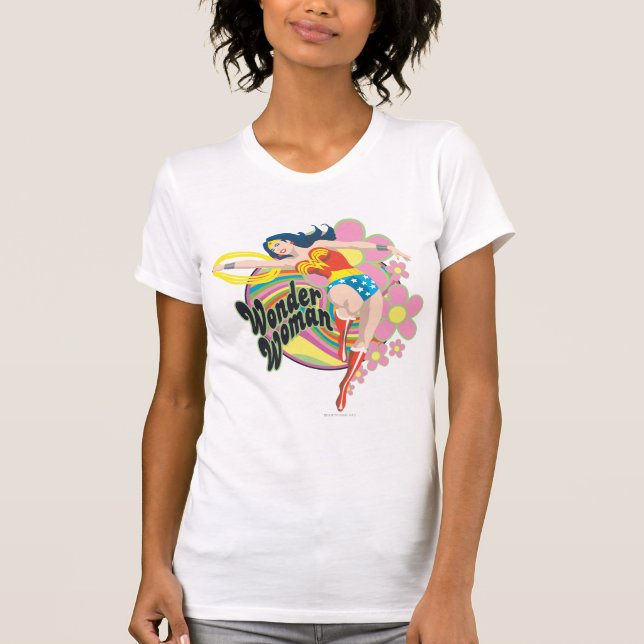 Wonder Woman Retro Flowers T-Shirt (Front)