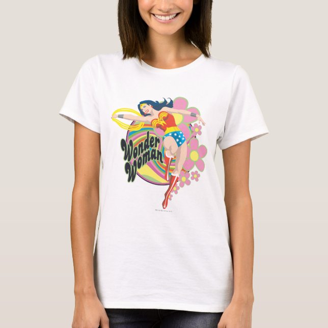 Wonder Woman Retro Flowers T-Shirt (Front)