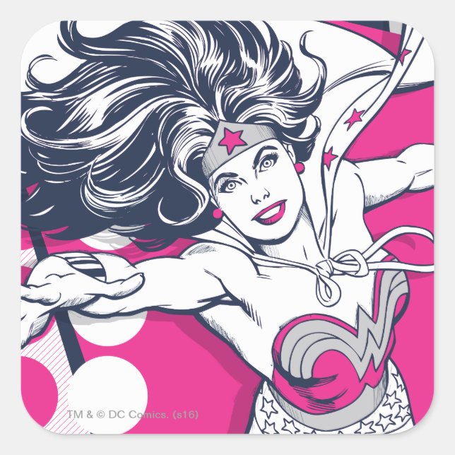 Wonder Woman Retro Glam Character Art Square Sticker (Front)