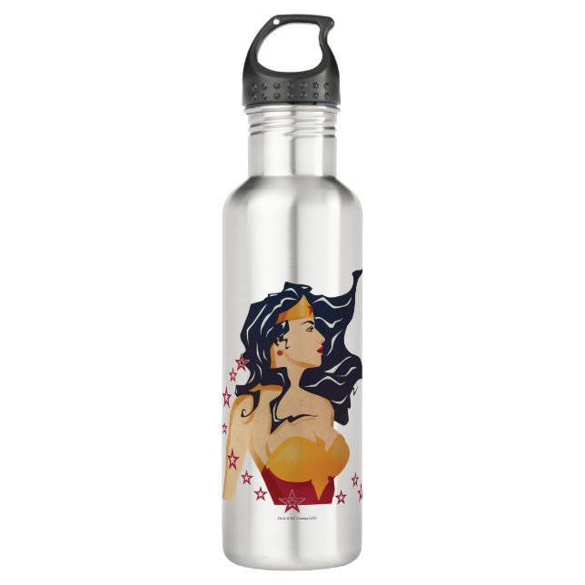 Wonder Woman Retro Profile Sunburst 710 Ml Water Bottle (Front)