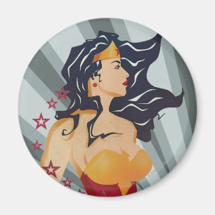 Wonder Woman Retro Profile Sunburst Magnet