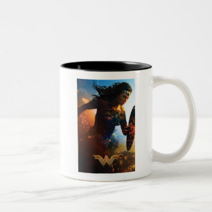 Wonder Woman Running on Battlefield Two-Tone Coffee Mug