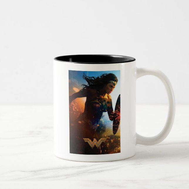 Wonder Woman Running on Battlefield Two-Tone Coffee Mug (Right)