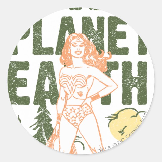 Wonder Woman Save Planet Earth Classic Round Sticker (Front)
