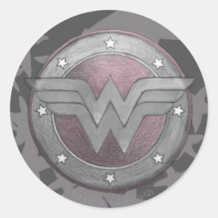 Wonder Woman Shield Pattern Classic Round Sticker