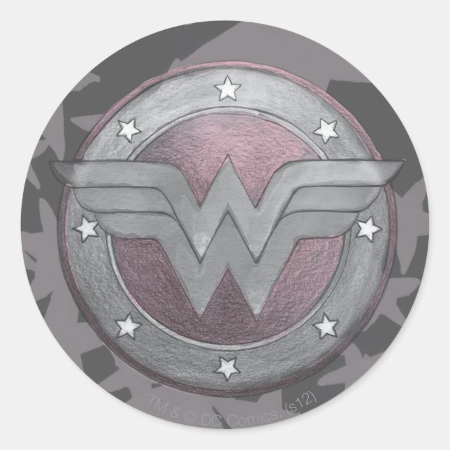 Wonder Woman Shield Pattern Classic Round Sticker (Front)